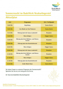 Sommernacht im BadeWerk - Ablaufplan 2026
